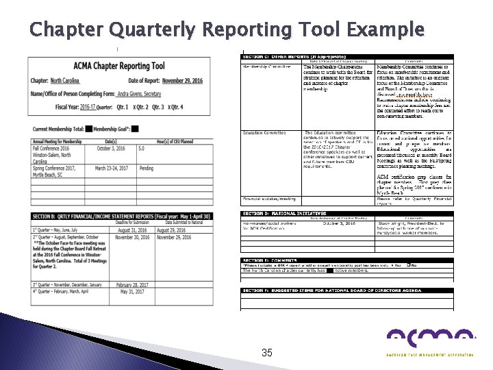 Chapter Quarterly Reporting Tool Example 35 