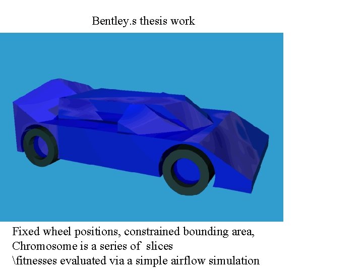 Bentley. s thesis work Fixed wheel positions, constrained bounding area, Chromosome is a series Bentley. s thesis work Fixed wheel positions, constrained bounding area, Chromosome is a series