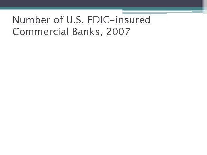 Number of U. S. FDIC-insured Commercial Banks, 2007 Mc. Graw-Hill/Irwin Bank Management and Financial