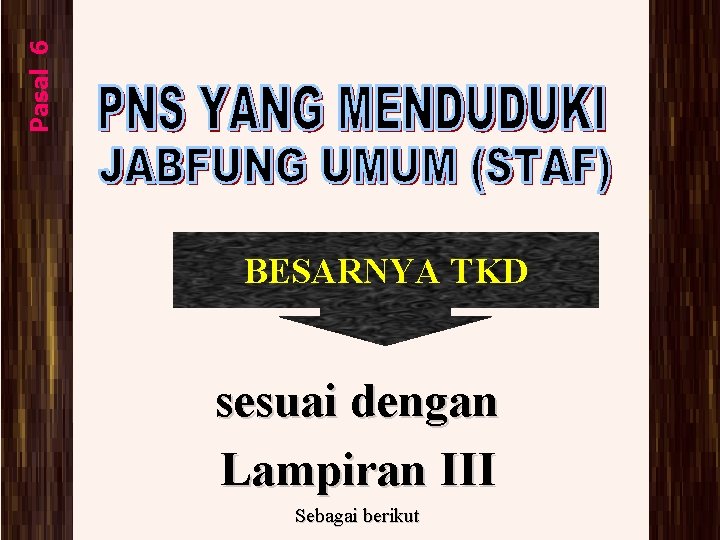 Pasal 6 BESARNYA TKD sesuai dengan Lampiran III Sebagai berikut 