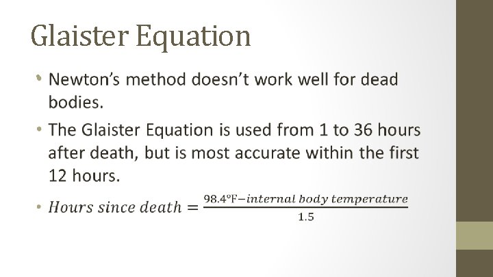 Glaister Equation • 