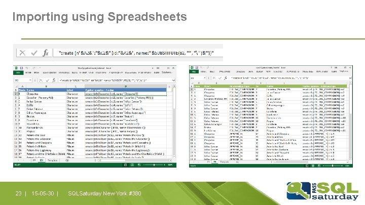 Importing using Spreadsheets 23 | 15 -05 -30 | SQLSaturday New York #380 Importing using Spreadsheets 23 | 15 -05 -30 | SQLSaturday New York #380