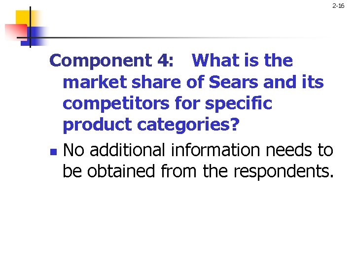 2 -16 Component 4: What is the market share of Sears and its competitors