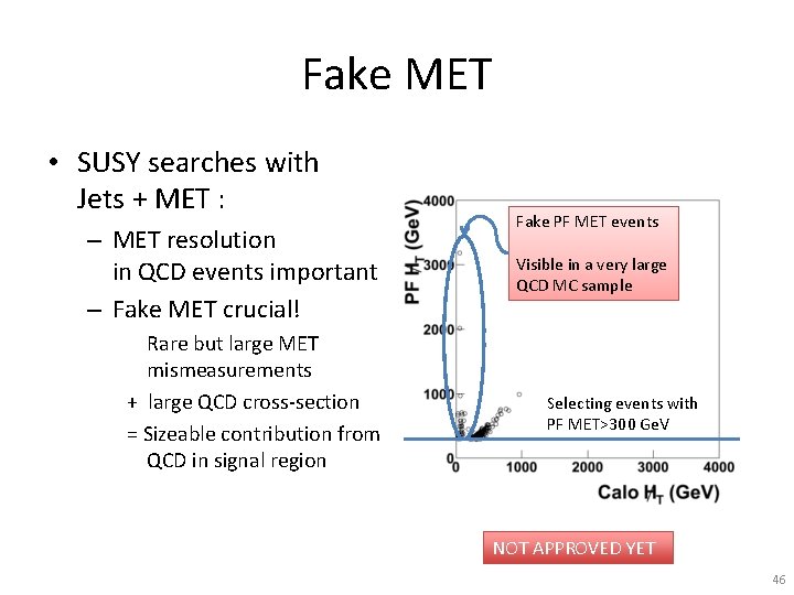 Fake MET • SUSY searches with Jets + MET : – MET resolution in