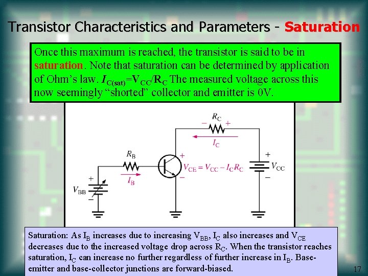 Transistor Characteristics and Parameters - Saturation Once this maximum is reached, the transistor is