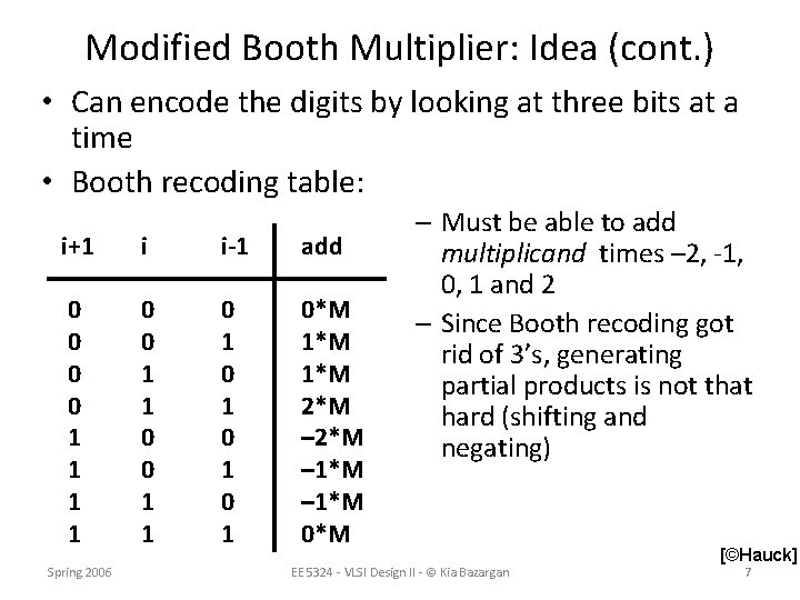 Modified Booth Multiplier: Idea (cont. ) • Can encode the digits by looking at