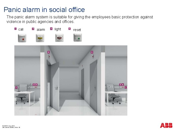Panic alarm in social office The panic alarm system is suitable for giving the