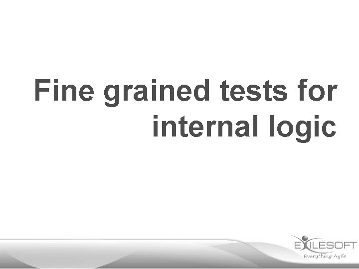 Fine grained tests for internal logic 