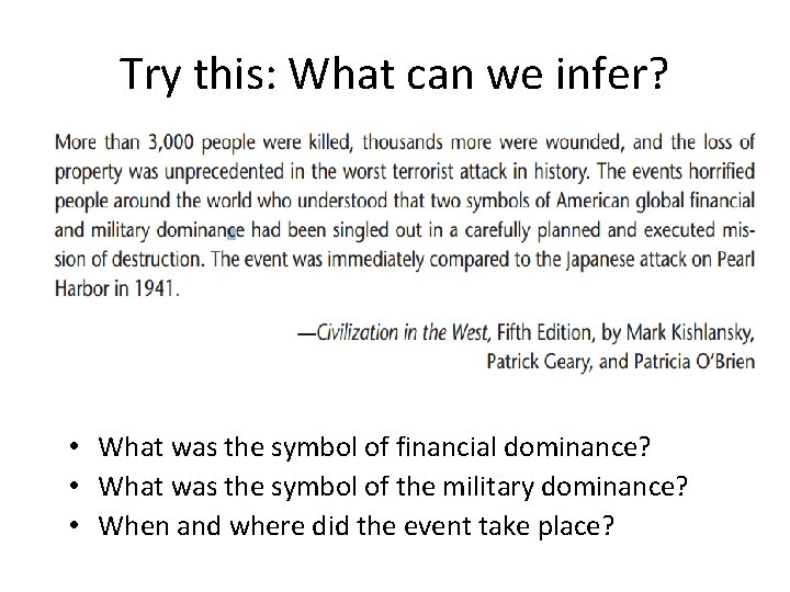 Try this: What can we infer? • What was the symbol of financial dominance? Try this: What can we infer? • What was the symbol of financial dominance?