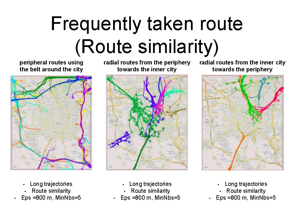 Frequently taken route (Route similarity) peripheral routes using the belt around the city Long