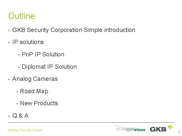 Outline • GKB Security Corporation Simple introduction • IP solutions - Pn. P IP