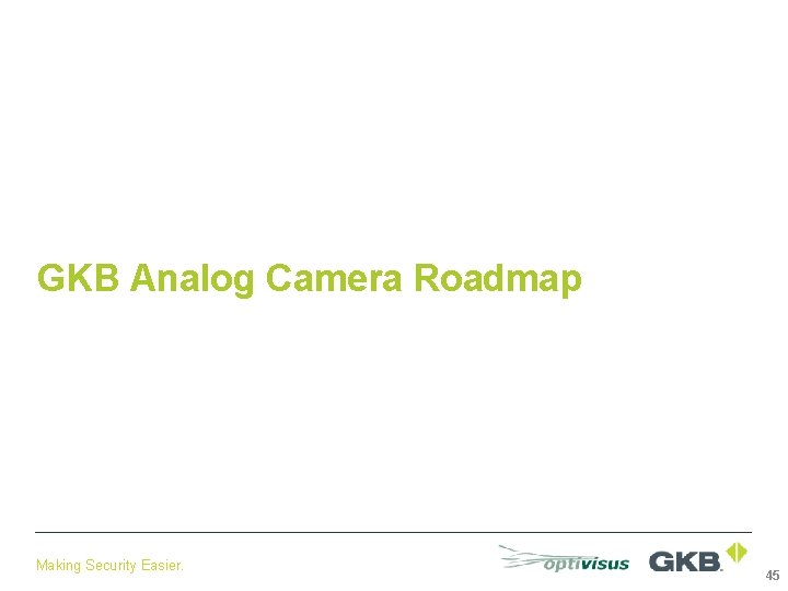 GKB Analog Camera Roadmap Making Security Easier. 45 