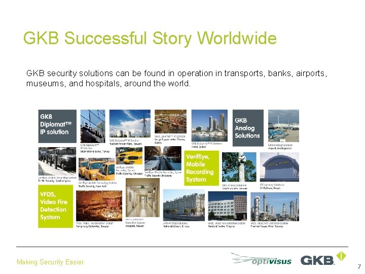 GKB Successful Story Worldwide GKB security solutions can be found in operation in transports,