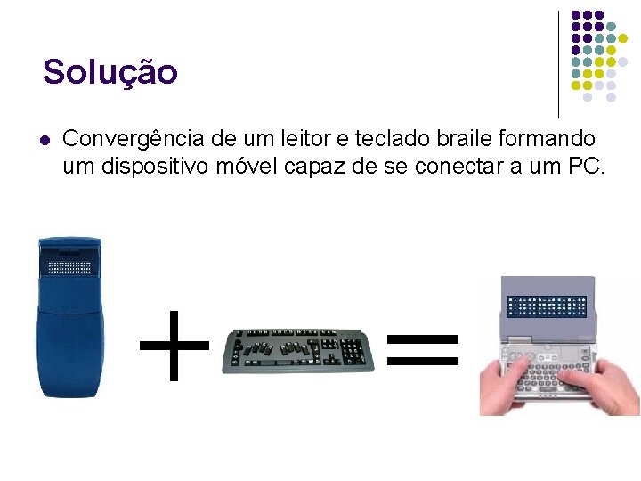 Solução l Convergência de um leitor e teclado braile formando um dispositivo móvel capaz