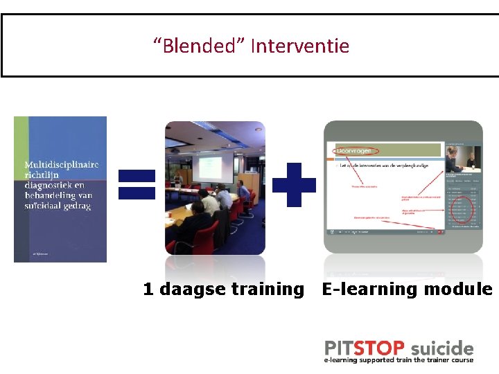 “Blended” Interventie Blended intervention 1 daagse training E-learning module 