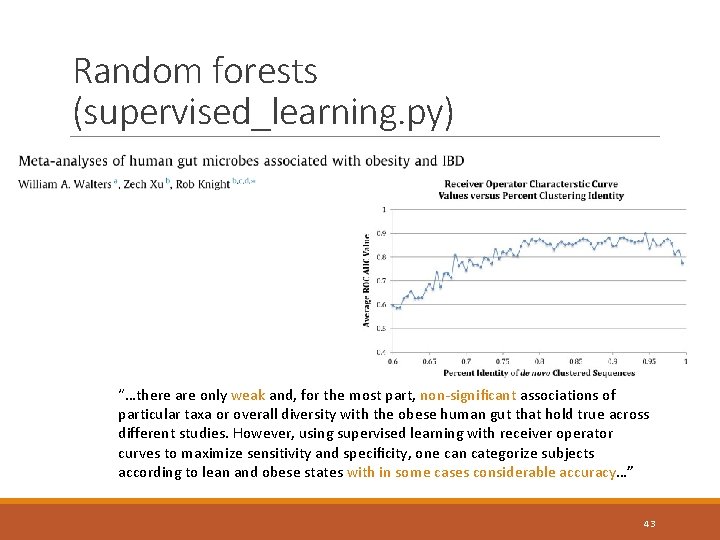 Random forests (supervised_learning. py) “…there are only weak and, for the most part, non-signiﬁcant