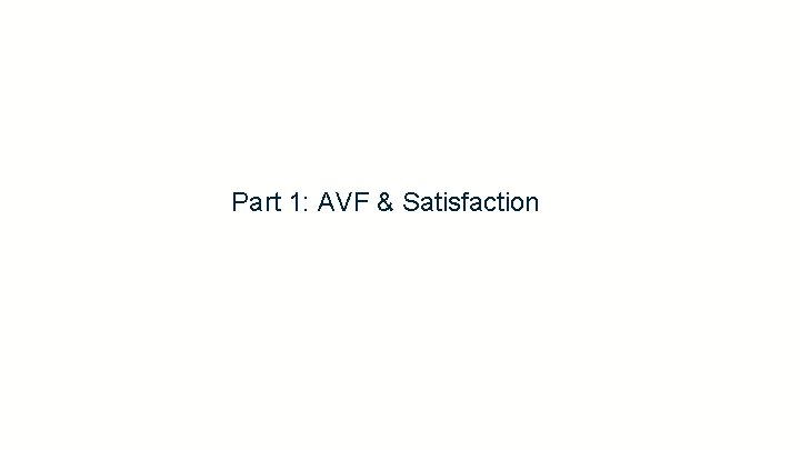 Part 1: AVF & Satisfaction 