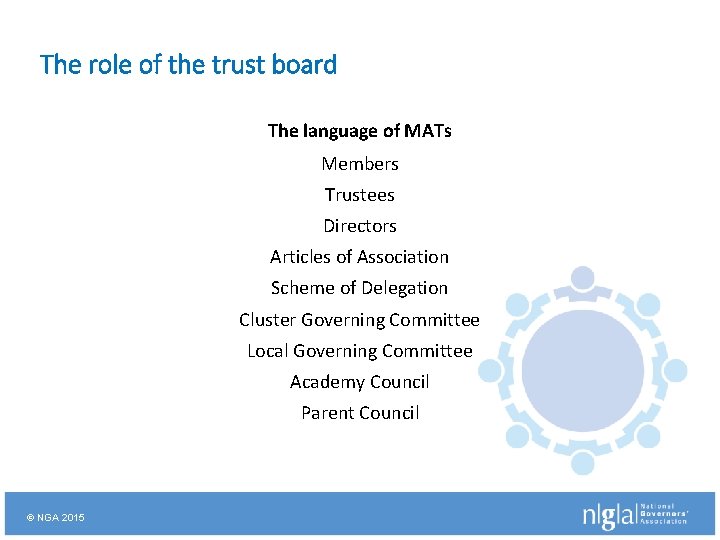 The role of the trust board The language of MATs Members Trustees Directors Articles