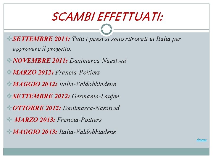 SCAMBI EFFETTUATI: v. SETTEMBRE 2011: Tutti i paesi si sono ritrovati in Italia per