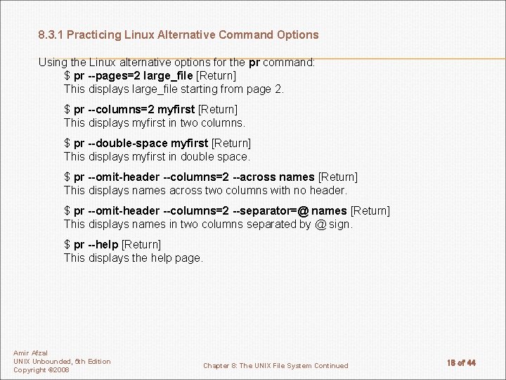 8. 3. 1 Practicing Linux Alternative Command Options Using the Linux alternative options for