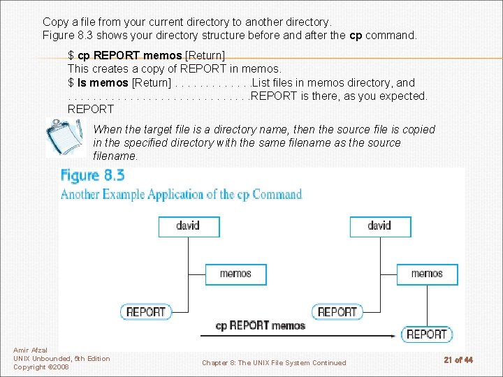 Copy a file from your current directory to another directory. Figure 8. 3 shows