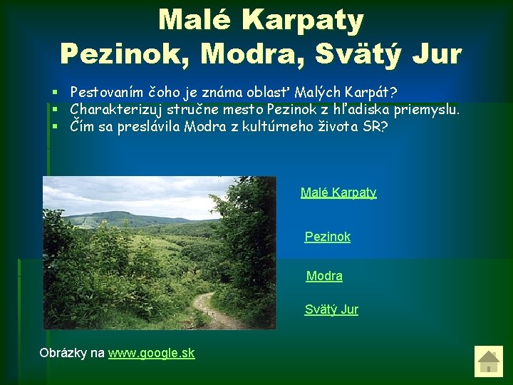 Malé Karpaty Pezinok, Modra, Svätý Jur § § § Pestovaním čoho je známa oblasť