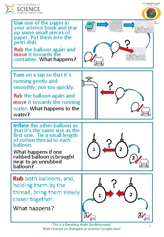Use one of the pages in your science book and tear up some small