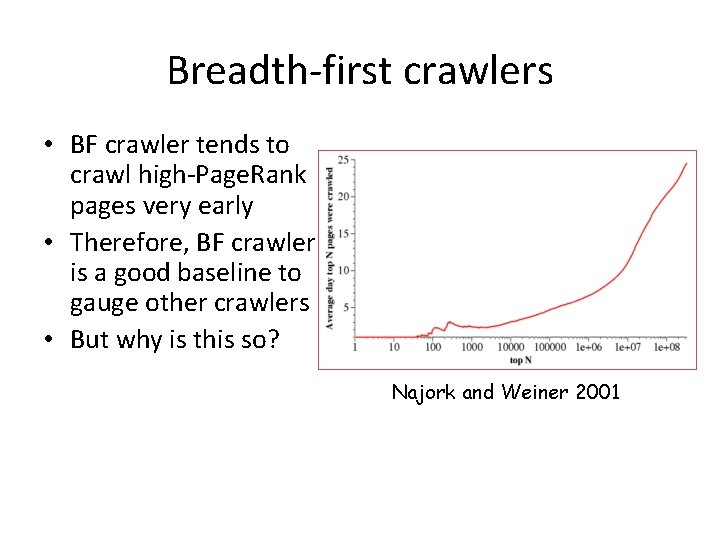 Breadth-first crawlers • BF crawler tends to crawl high-Page. Rank pages very early •