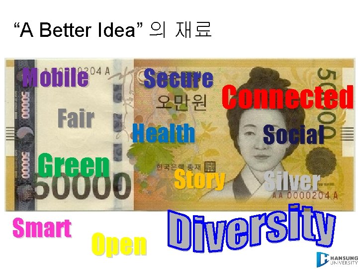 “A Better Idea” 의 재료 Mobile Secure Fair Green Smart Connected Health Open Story