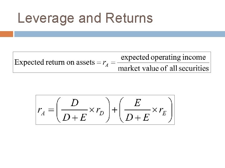 Leverage and Returns 