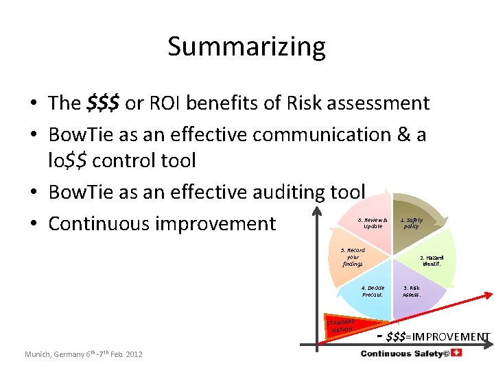 Summarizing • The $$$ or ROI benefits of Risk assessment • Bow. Tie as