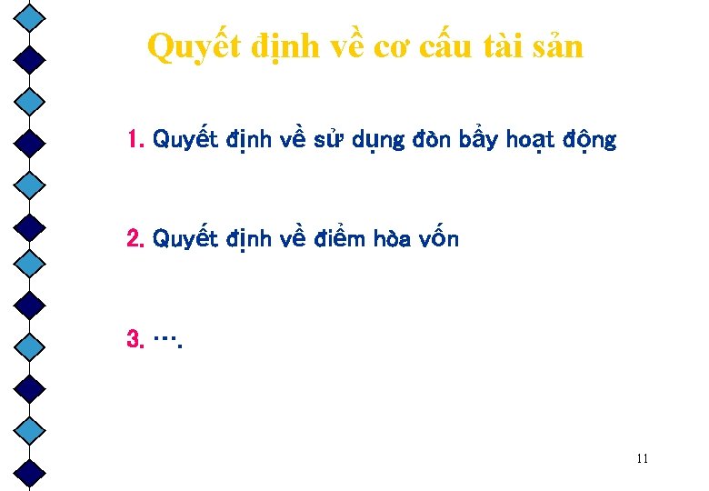 Quyết định về cơ cấu tài sản 1. Quyết định về sử dụng đòn