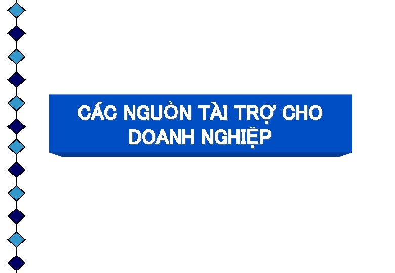 CÁC NGUỒN TÀI TRỢ CHO DOANH NGHIỆP 