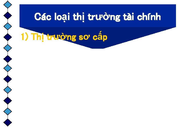 Các loại thị trường tài chính 1) Thị trường sơ cấp 