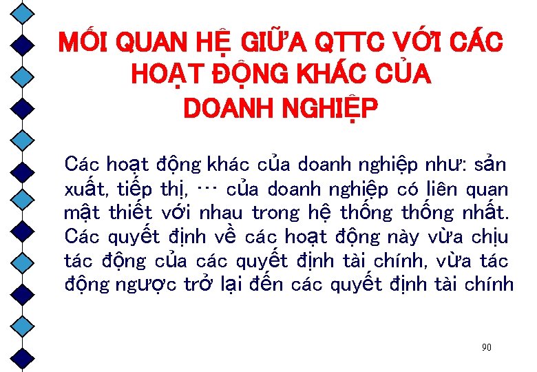 MỐI QUAN HỆ GIỮA QTTC VỚI CÁC HOẠT ĐỘNG KHÁC CỦA DOANH NGHIỆP Các