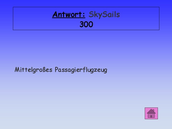 Antwort: Sky. Sails 300 Mittelgroßes Passagierflugzeug 