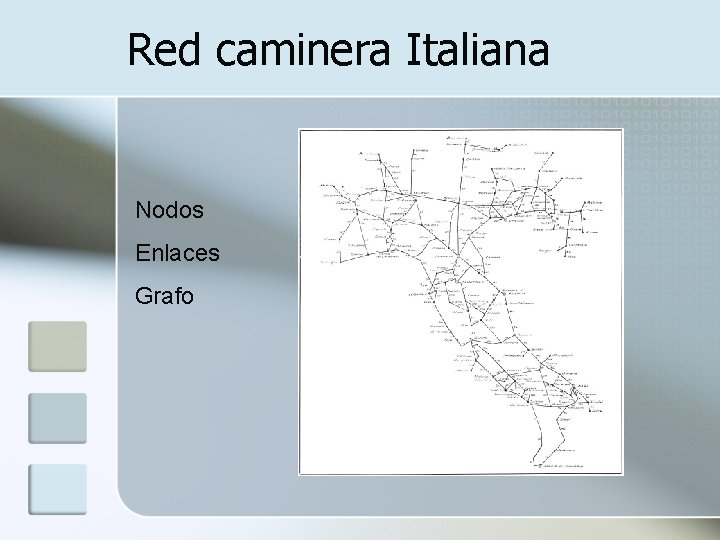 Red caminera Italiana Nodos Enlaces Grafo 