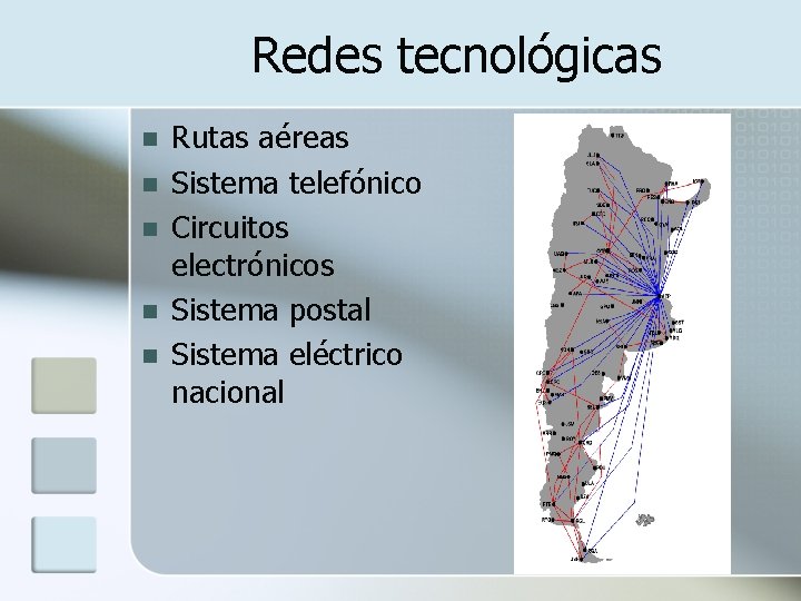 Redes tecnológicas n n n Rutas aéreas Sistema telefónico Circuitos electrónicos Sistema postal Sistema