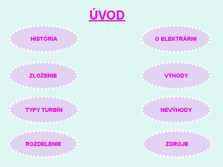 ÚVOD HISTÓRIA O ELEKTRÁRNI ZLOŽENIE VÝHODY TYPY TURBÍN NEVÝHODY ROZDELENIE ZDROJE 