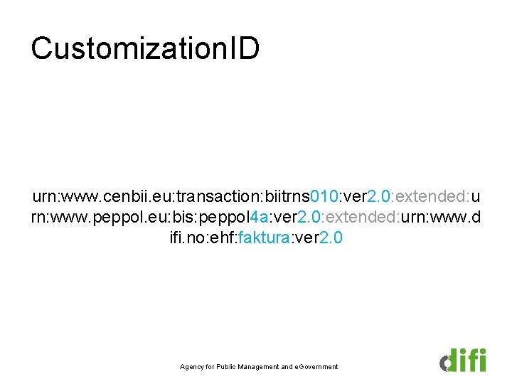 Customization. ID urn: www. cenbii. eu: transaction: biitrns 010: ver 2. 0: extended: u