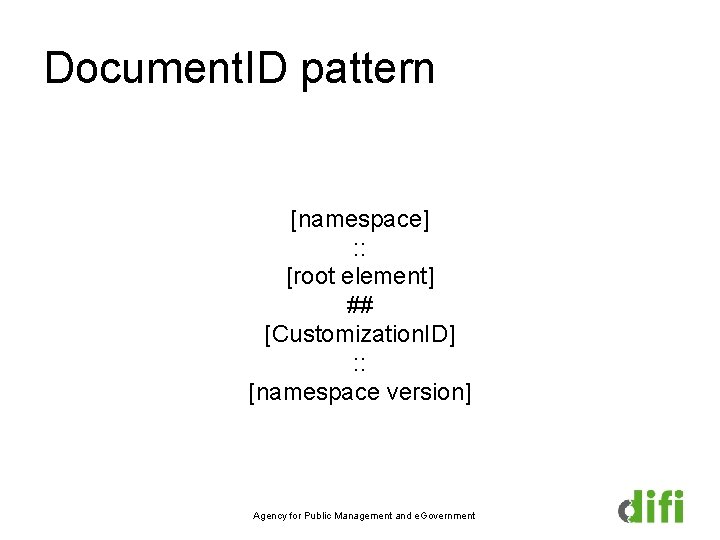 Document. ID pattern [namespace] : : [root element] ## [Customization. ID] : : [namespace