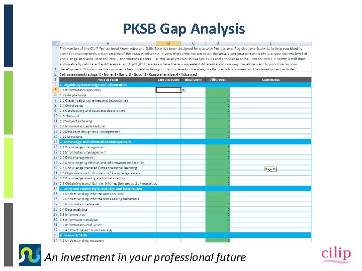 PKSB Gap Analysis An investment in your professional future 