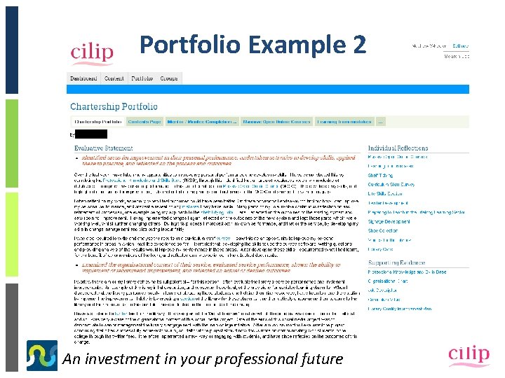 Portfolio Example 2 An investment in your professional future 
