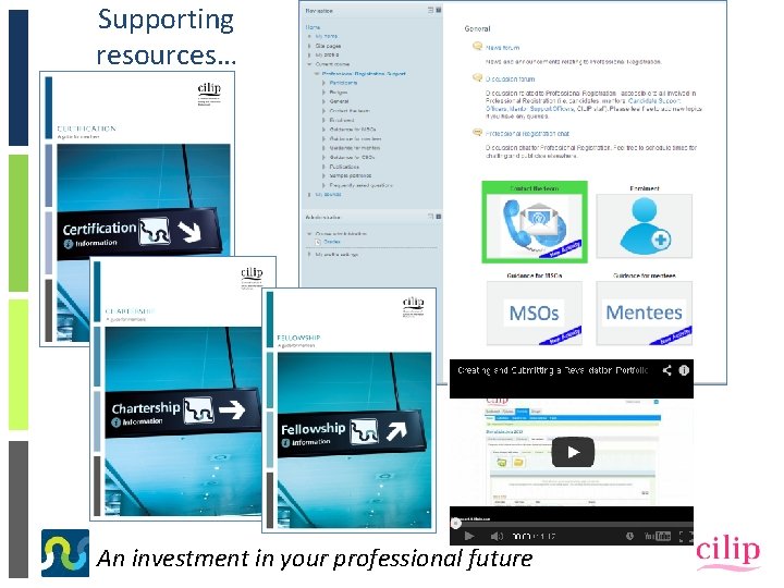Supporting resources… An investment in your professional future 