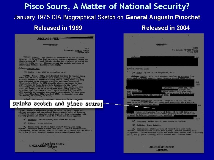 Pisco Sours, A Matter of National Security? January 1975 DIA Biographical Sketch on General