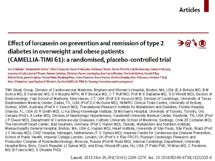 TIMI Study Group, Division of Cardiovascular Medicine, Brigham and Women’s Hospital, Boston, MA, USA