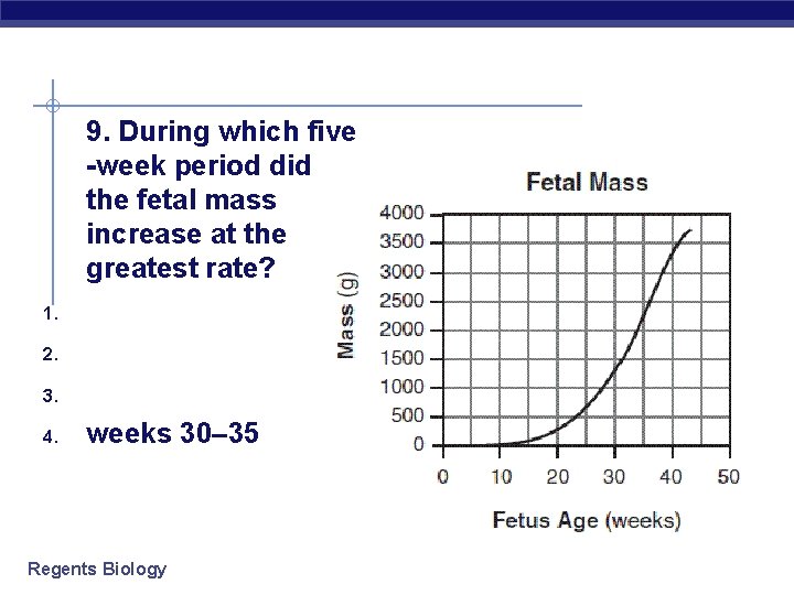 1. 2. 3. 4. 9. During which five -week period did the fetal mass