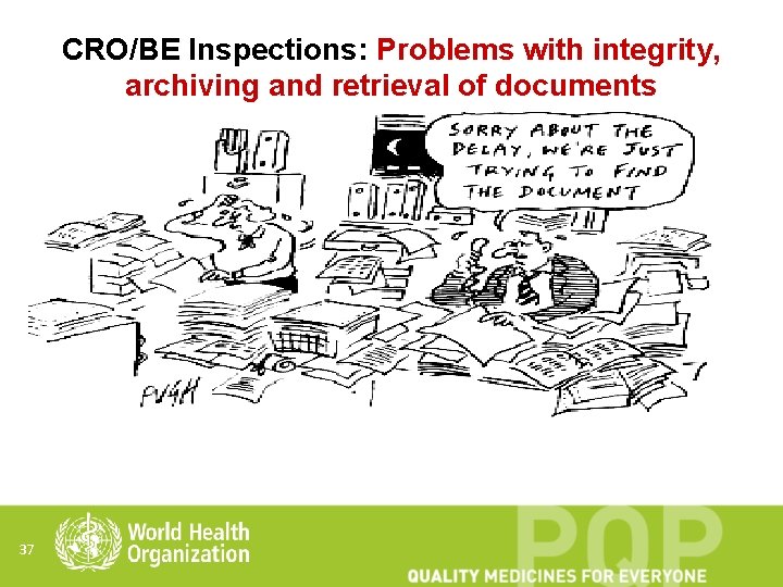 CRO/BE Inspections: Problems with integrity, archiving and retrieval of documents 37 