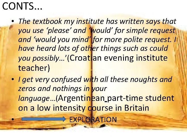 CONTS. . . • The textbook my institute has written says that you use