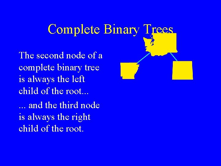 Complete Binary Trees The second node of a complete binary tree is always the